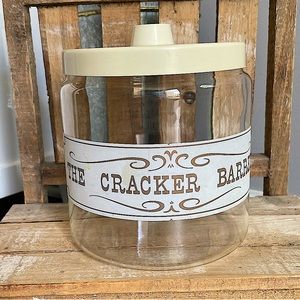 Pyrex “The Cracker Barrel” Glass Cracker Canister